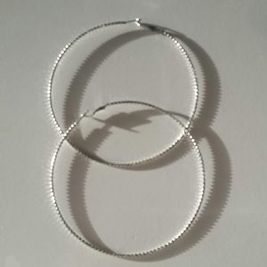 ✨🎁 BIG Hoop Earrings  pretty sparkly silver twist 3.5"